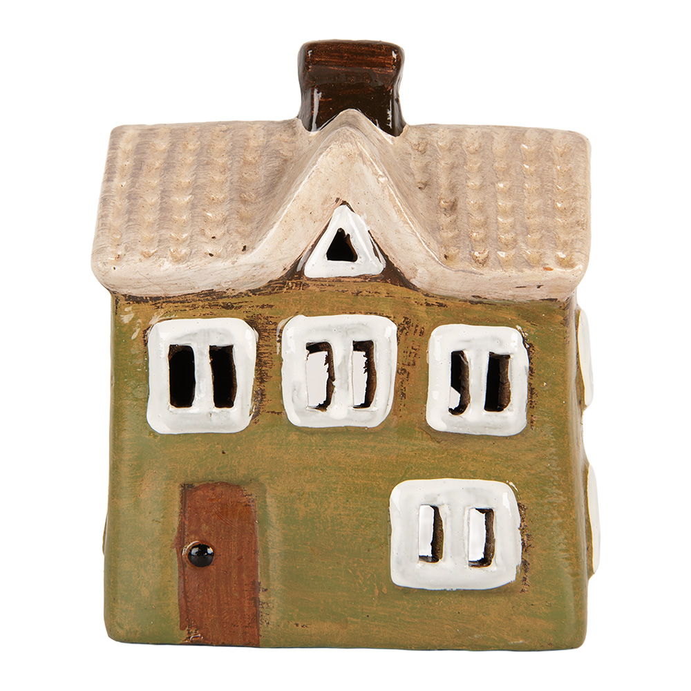 [6CE2188] Decorazione Casa Verde Beige 11x7x13 cm
