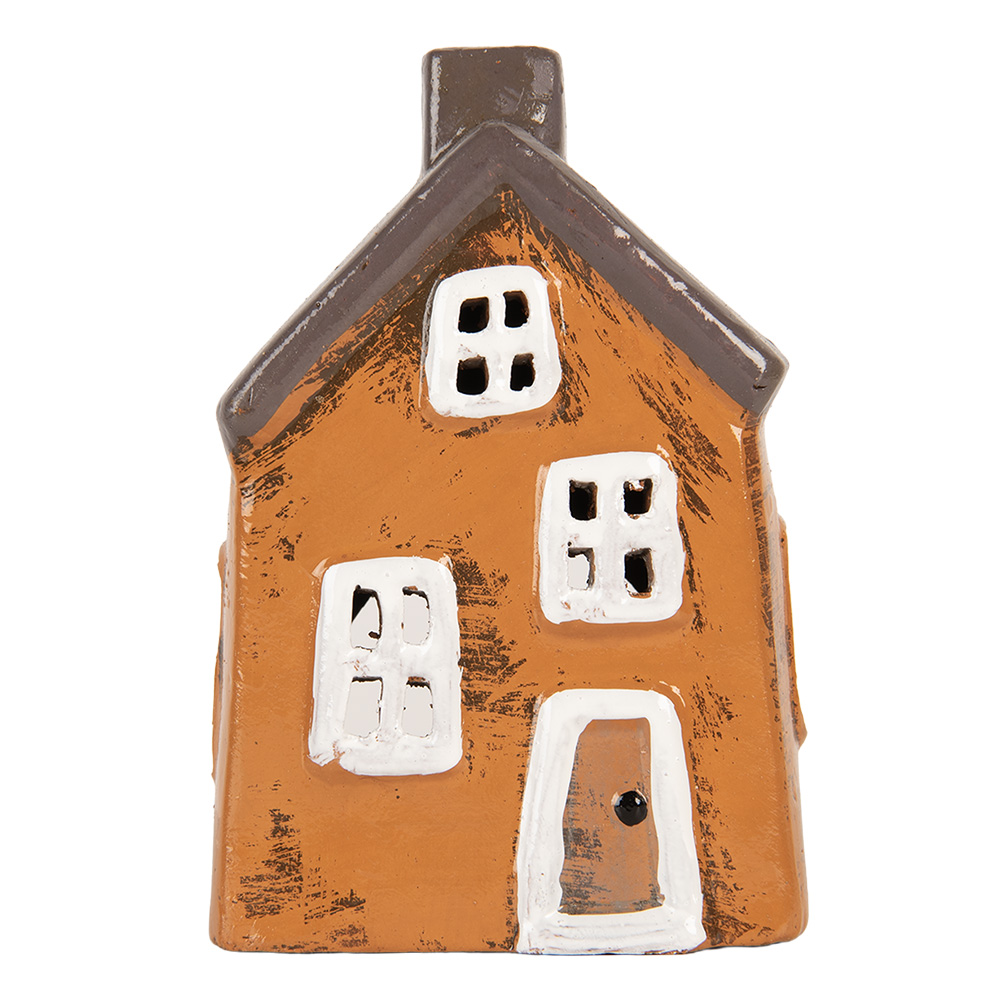 [6CE2193] Decoration House Orange Grey 9x7x13 cm
