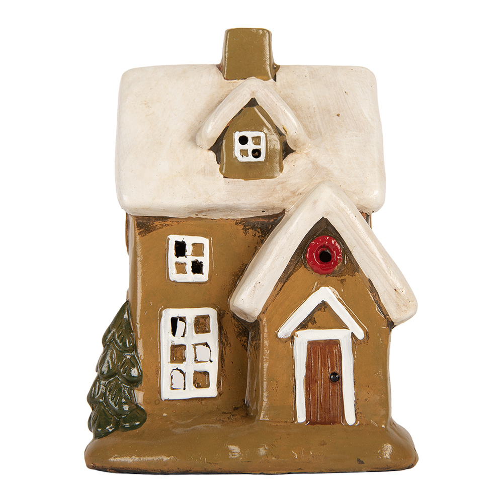 [6CE2200] Dekoration Haus Braun Beige 15x12x20 cm