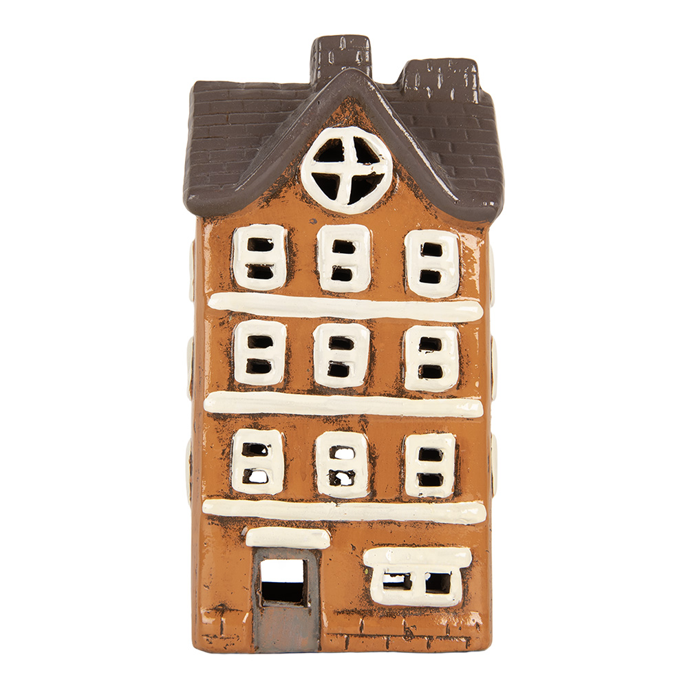 [6CE2202] Decorazione Casa Arancio Grigio 12x10x23 cm