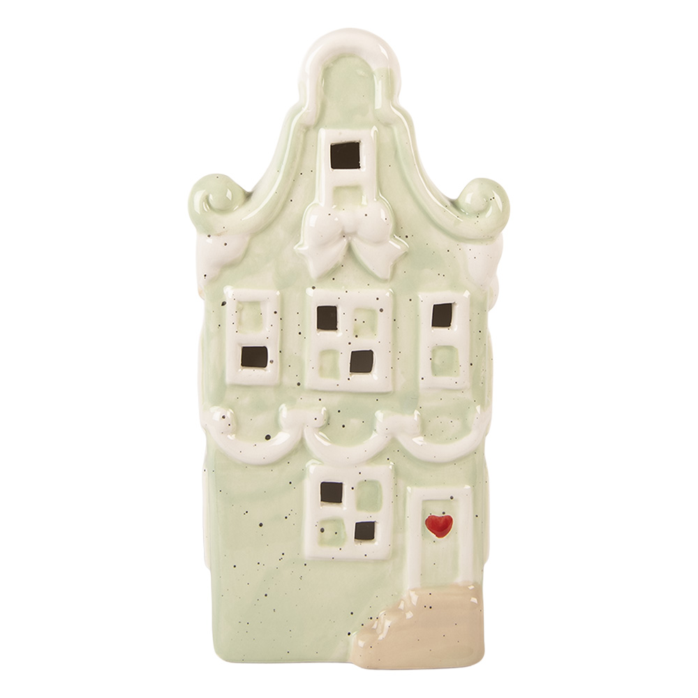 [6CE2219GR] Décoration Maison Vert Blanc LED 11x9x22 cm