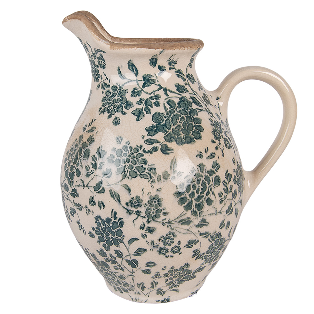 [6CE2237M] Brocca Decorativa Beige Verde 21x16x24 cm