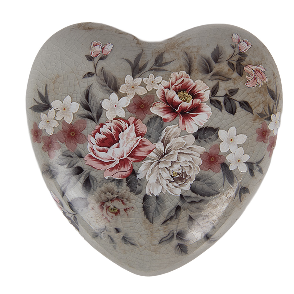 [6CE2242L] Deko Herz Grau Rosa 11x11x4 cm