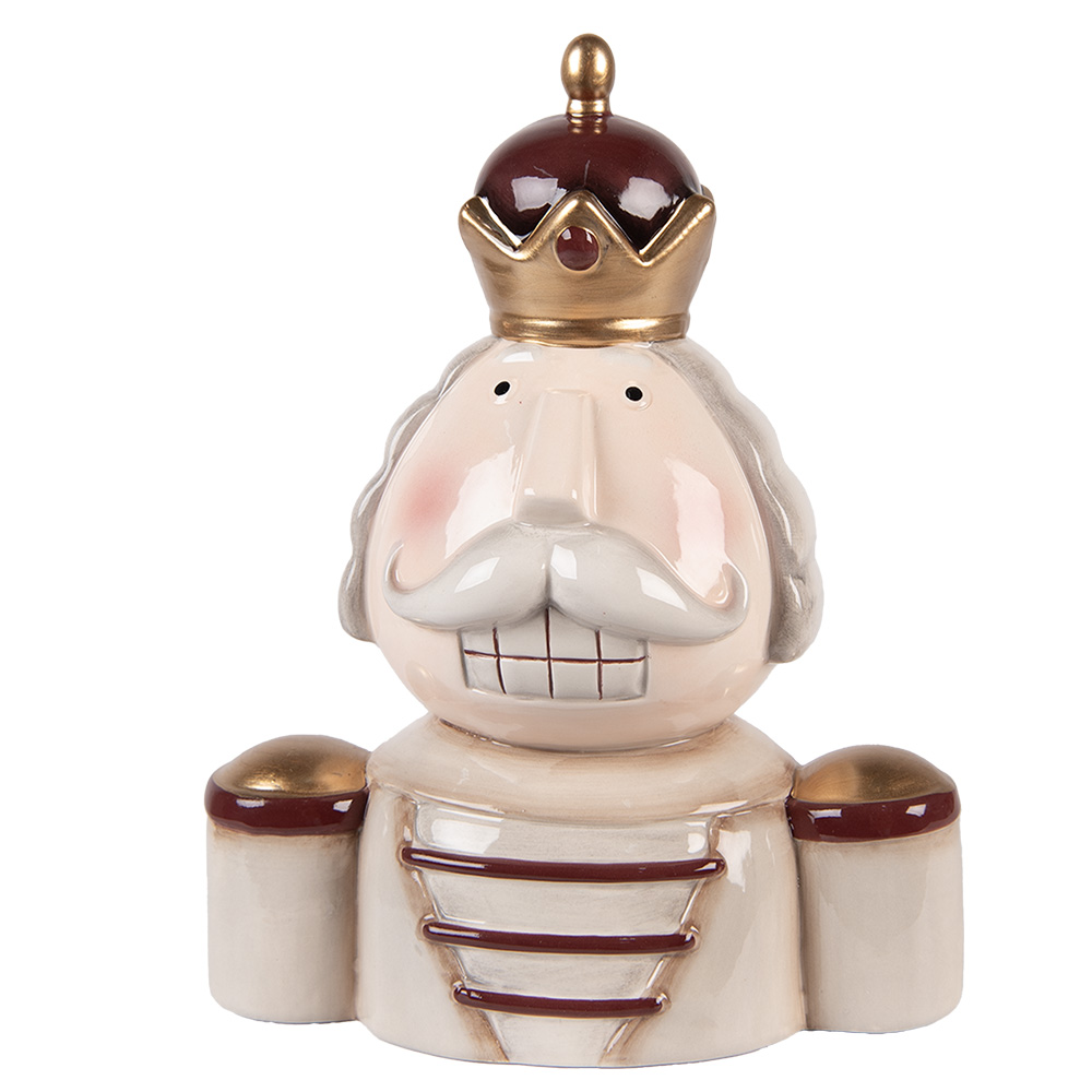 [6CE2250] Décoration de Casse-noisette Beige Rouge 17x12x23 cm