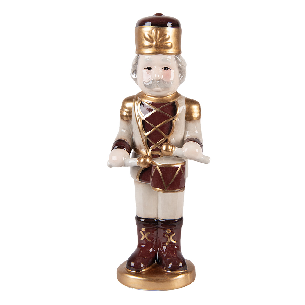 [6CE2258] Decoration Nutcracker Beige Red 8x8x25 cm