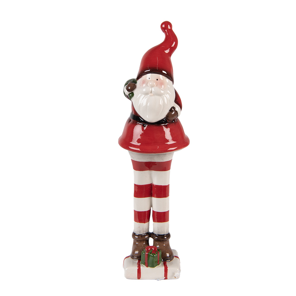 [6CE2264] Décoration de Noël père Noël Rouge Blanc 7x7x23 cm
