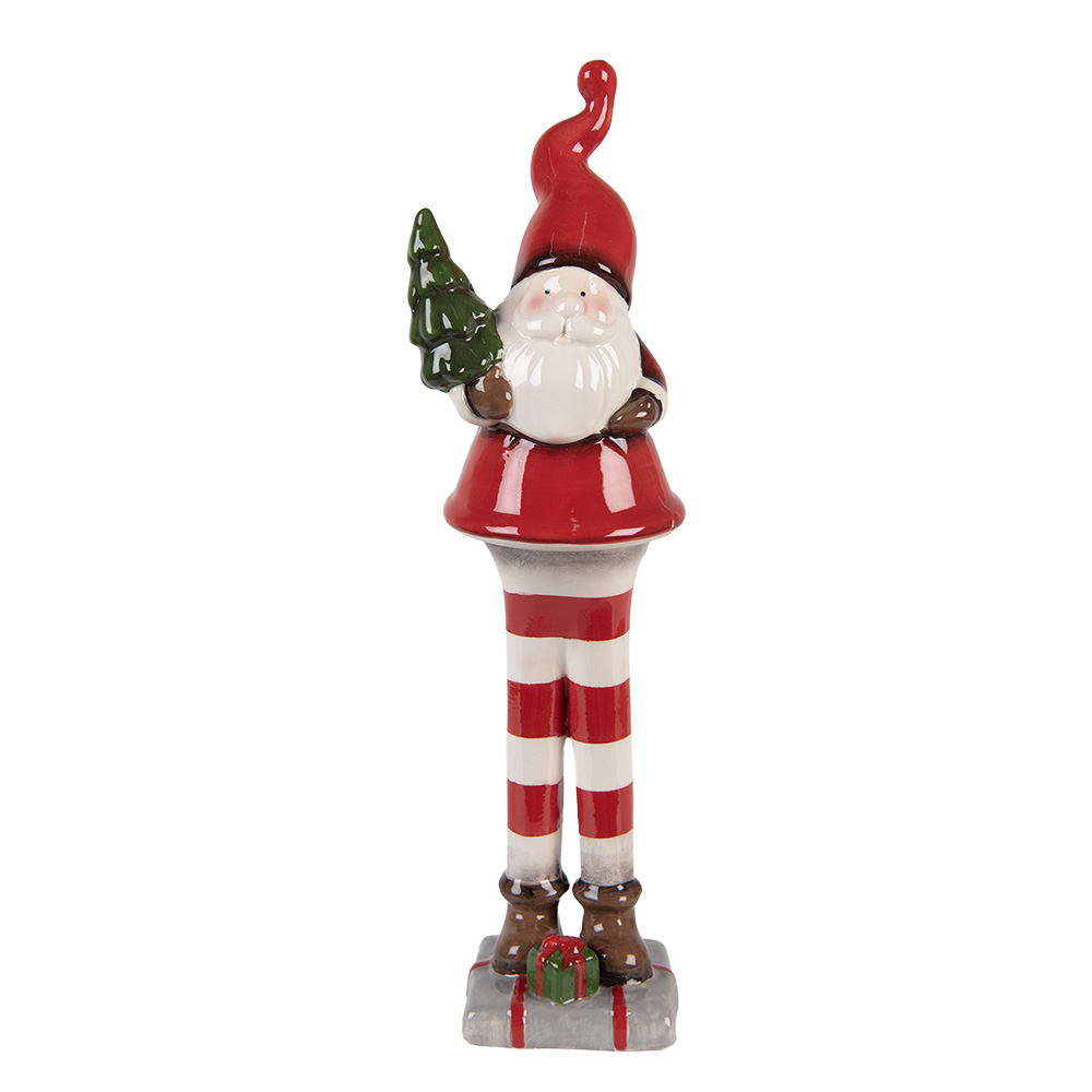 [6CE2265] Décoration de Noël père Noël Rouge Blanc 9x8x30 cm