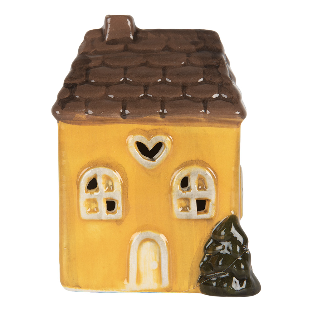 [6CE2268] Décoration Maison avec LED Jaune Marron 7x6x10 cm