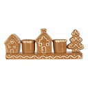 Bougeoir Maisons Marron Blanc 21x4x8 cm