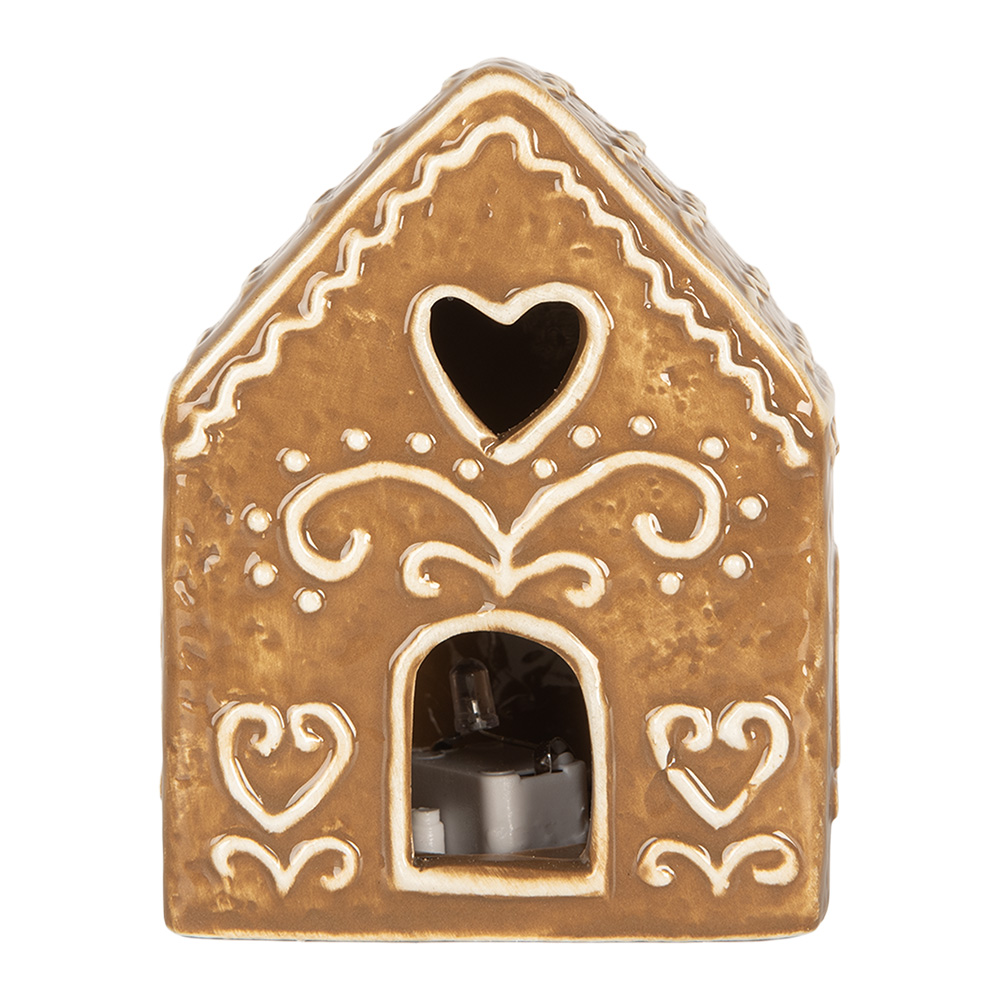 [6CE2330] Décoration maison avec LED Marron Blanc 8x6x10 cm