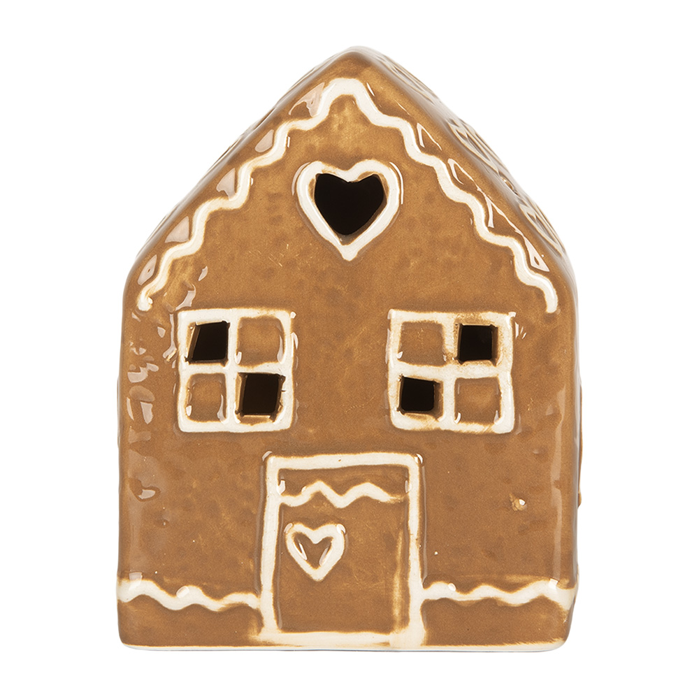 [6CE2337] Decorazione casa con LED Marrone Bianco 8x6x10 cm