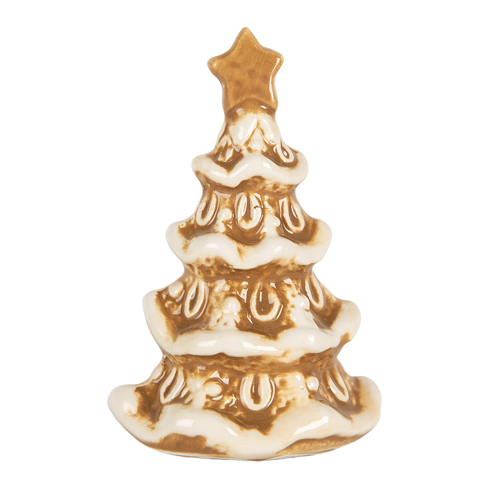 [6CE2347] Dekoration Weihnachtsbaum Braun Weiß 6x5x9 cm