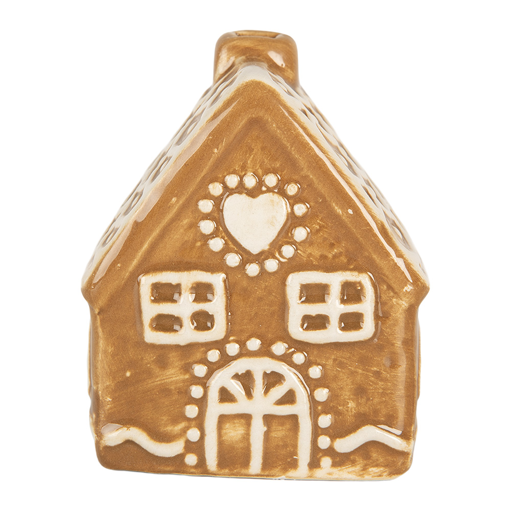 [6CE2351] Decoration House Brown White 6x4x7 cm