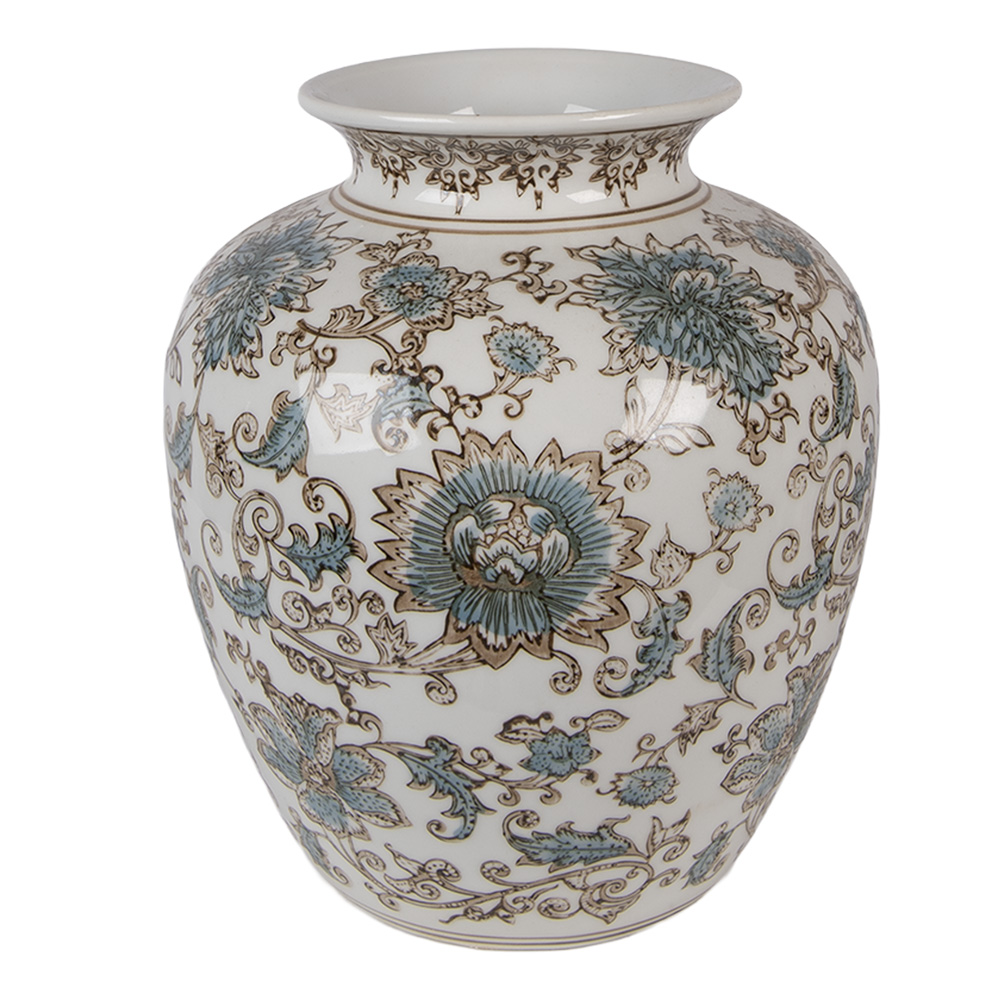 [6CE2374] Vase White Green Ø 22x25 cm