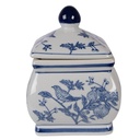 Pot de décoration avec couvercle Blanc Bleu 13x13x17 cm