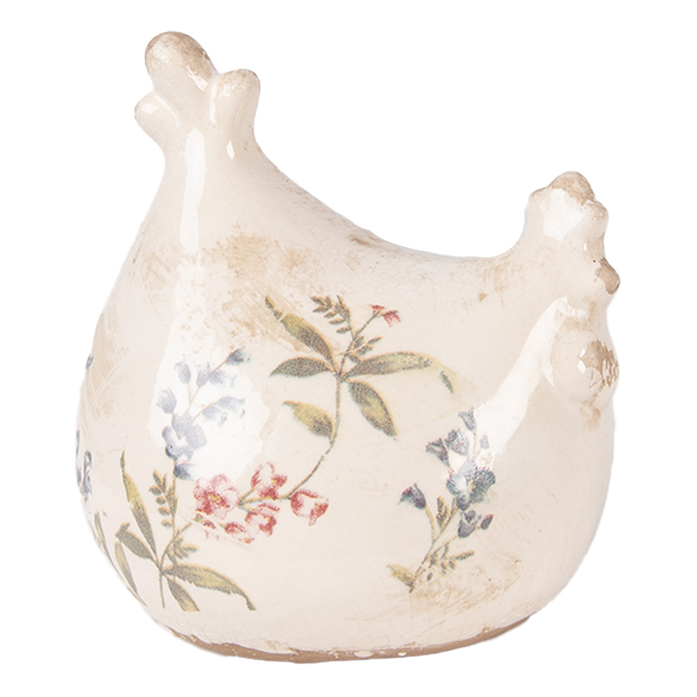 [6CE2408] Decoration Chicken Beige Pink 12x11x13 cm