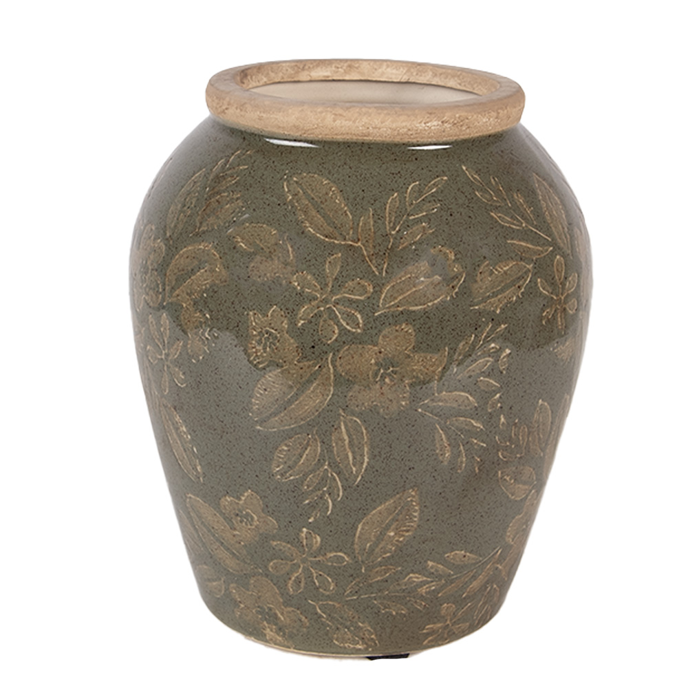 [6CE2411S] Vase Grün Braun Ø 13x15 cm