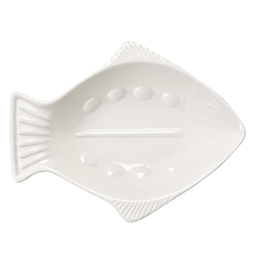 [6CEBO0057] Suppenschüssel Fisch Weiß 19x15x4 cm