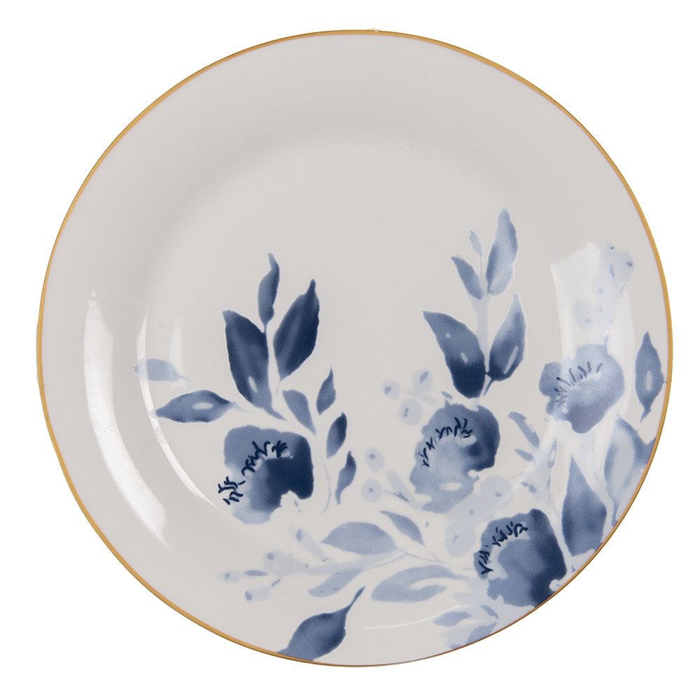 [6CEDP0116] Crockery Breakfast Plates Blue Beige Ø 20x2 cm