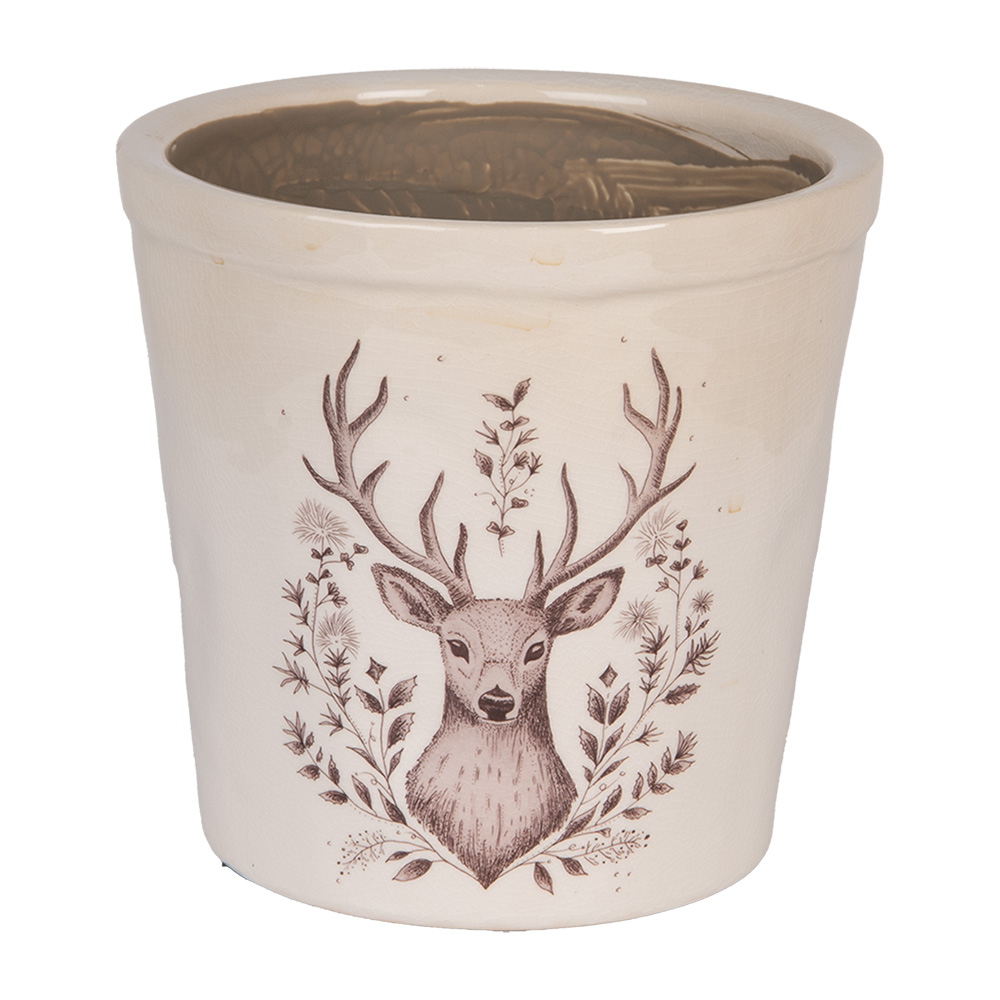 [6CEGTW0001L] Pot de fleurs d'intérieur Beige Marron Ø 17x16 cm