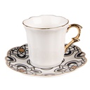 Kaffeetasse mit Untertasse Weiß 8x6x6 / Ø 12x1 cm / 95 ml