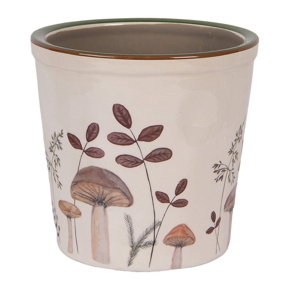 [6CELFJ0001L] Vaso Porta Pianta Beige Marrone Ø 17x16 cm