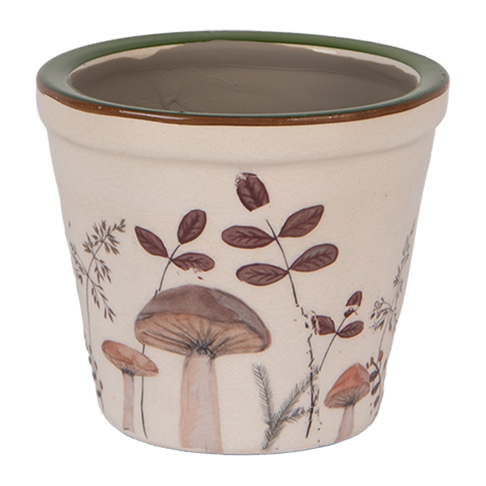 [6CELFJ0001XS] Vaso Porta Pianta Beige Marrone Ø 8x7 cm