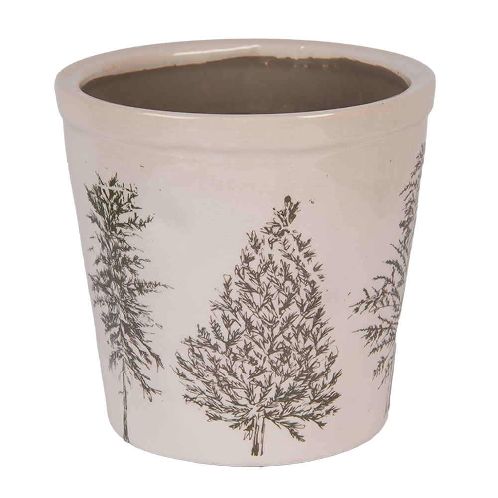 [6CENPT0001L] Blumentopf für Innen Beige Grün Ø 17x16 cm