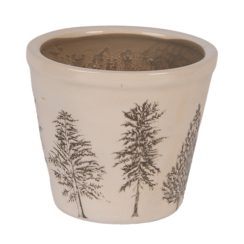 [6CENPT0001S] Pot de fleurs d'intérieur Beige Vert Ø 12x11 cm