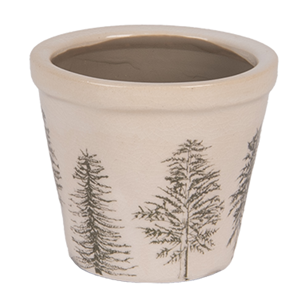 [6CENPT0001XS] Blumentopf für Innen Beige Grün Ø 8x7 cm
