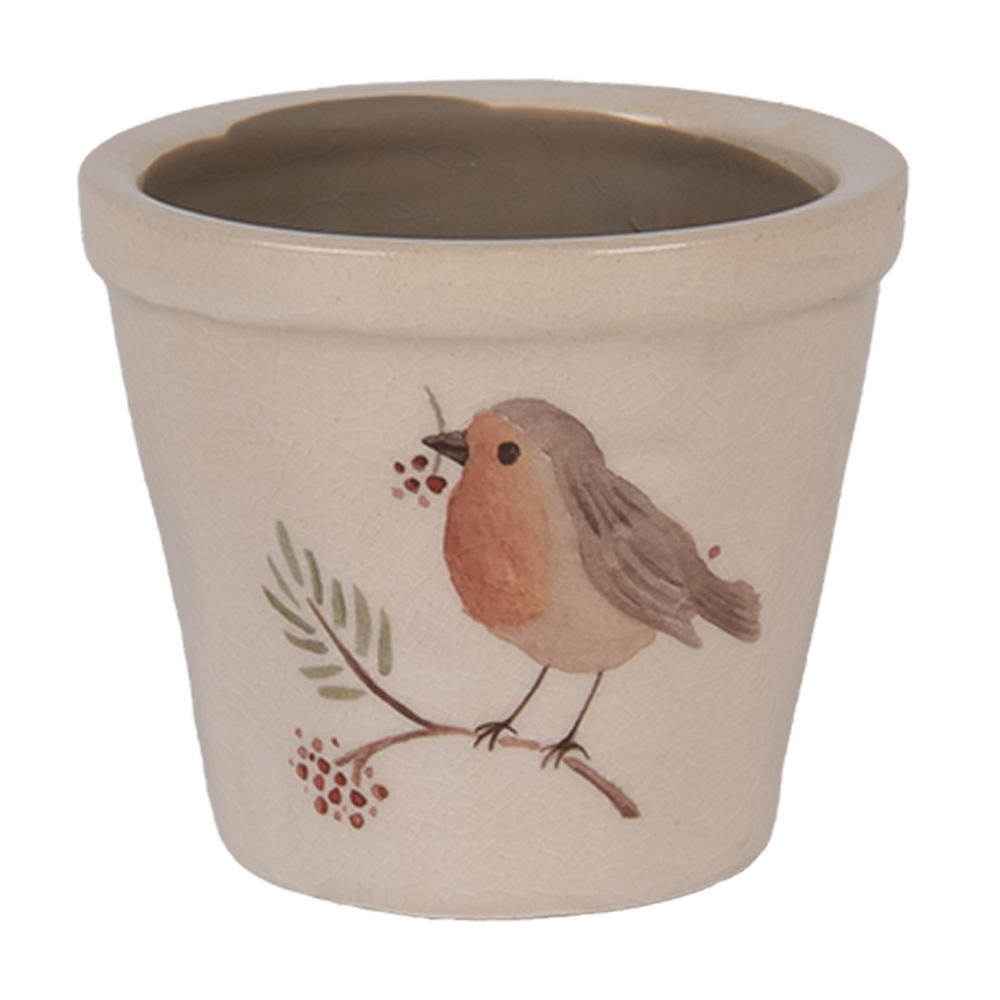 [6CEVGP0001XS] Blumentopf für Innen Beige Braun Ø 8x7 cm