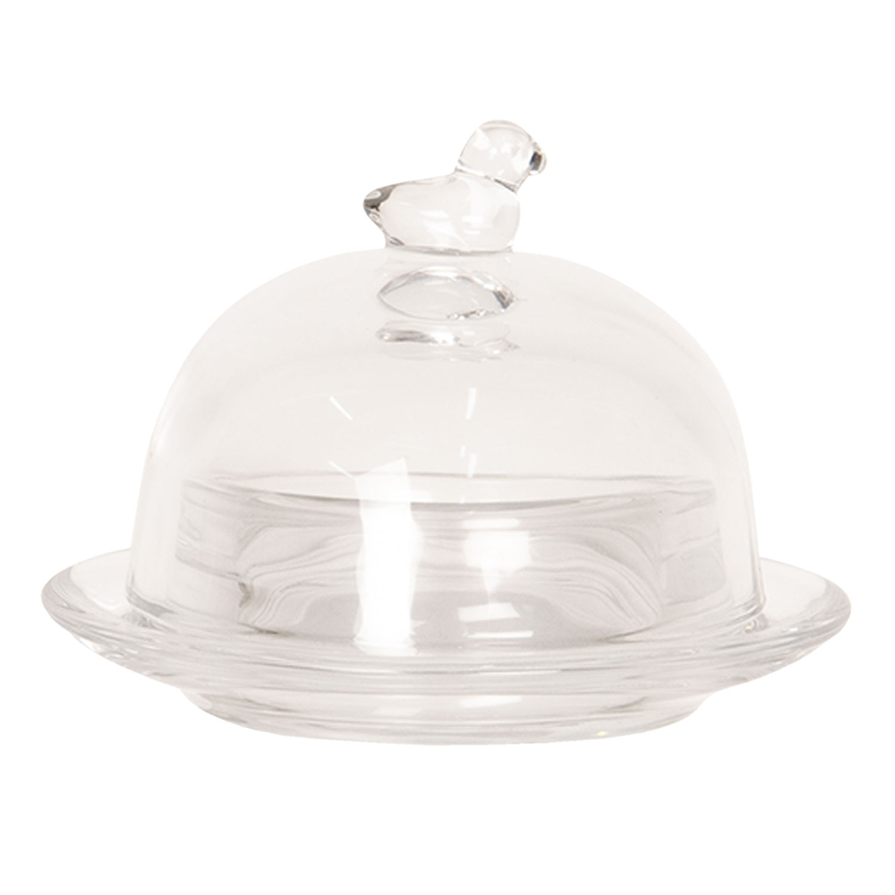 [6GL2502] Butter Dish Transparent Ø 9x7 cm