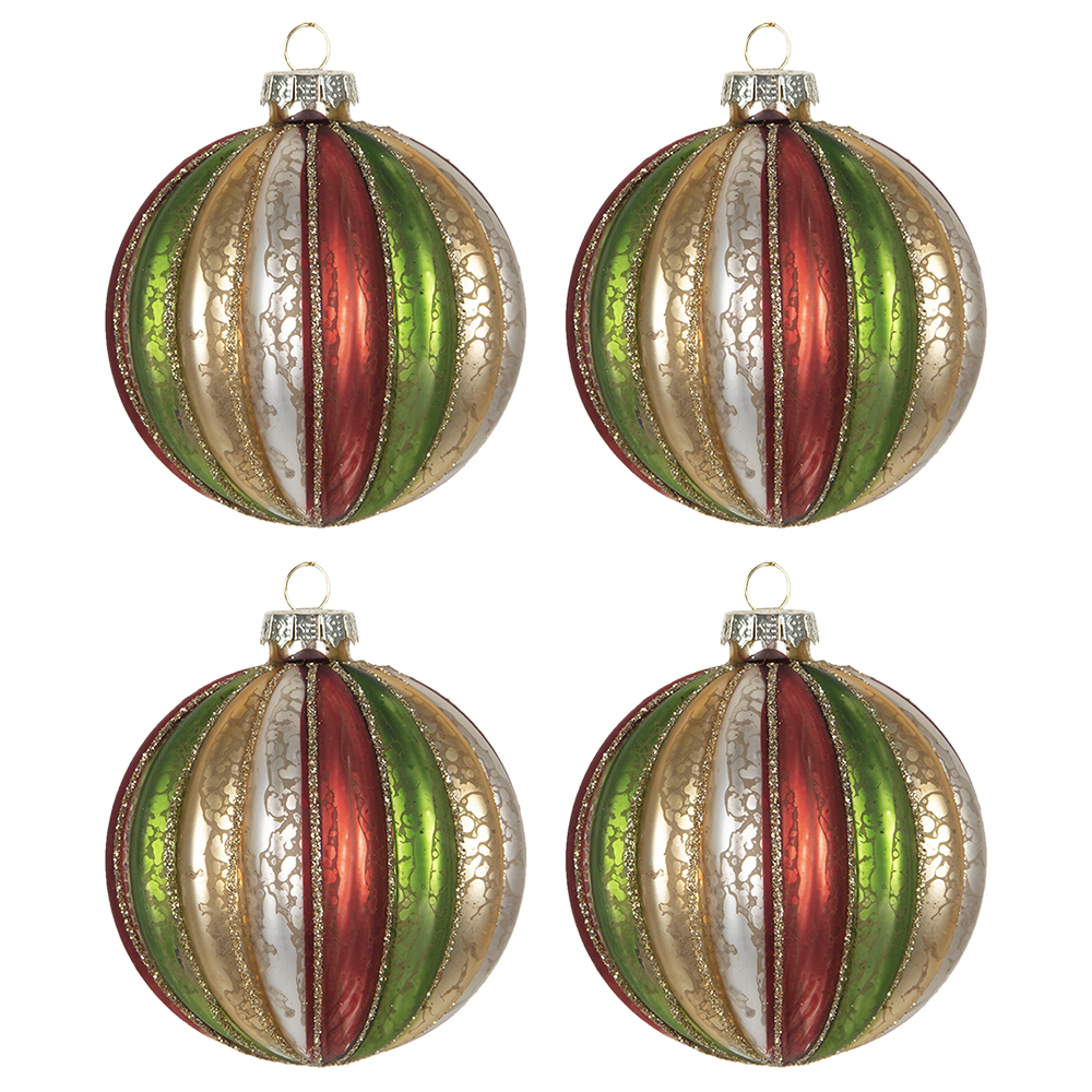 [6GL2737] Set de boules de Noël (4) Multicouleur Ø 8x8 cm