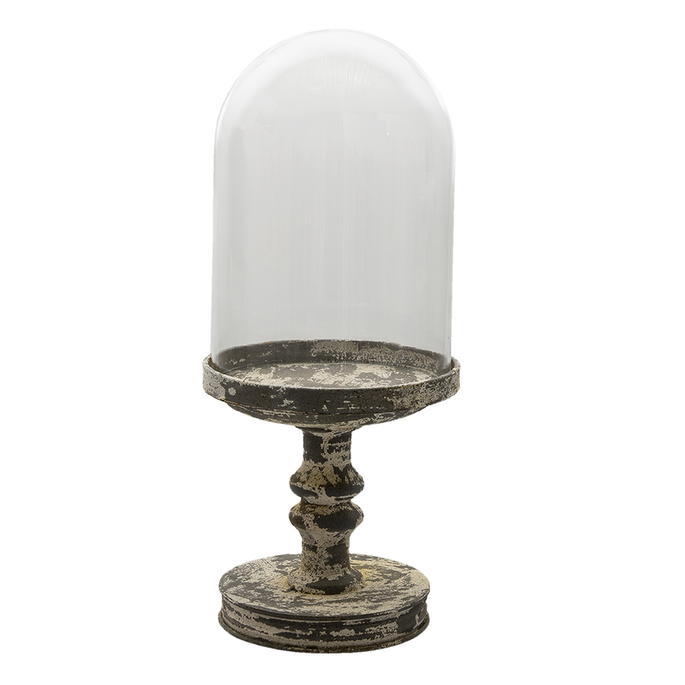 [6GL3011L] Cloche en Verre Transparent, Gris Ø 21x49 cm