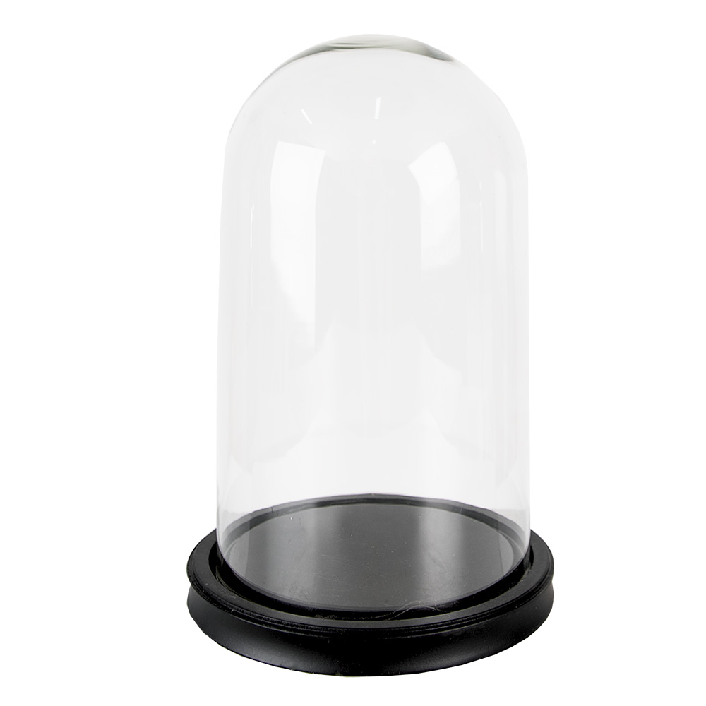 [6GL3370] Glass Cloche Black Ø 18x28 cm