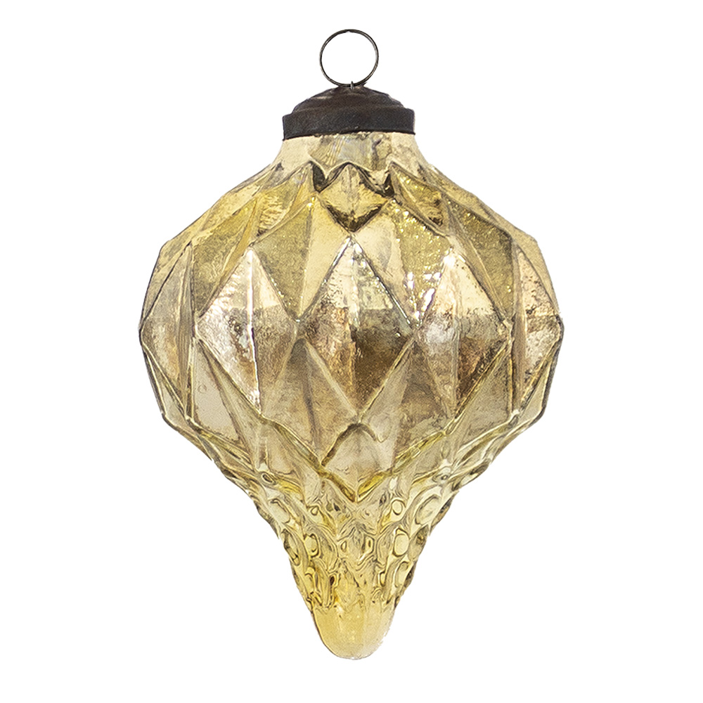 [6GL3649] Weihnachtskugel Goldfarbig Ø 8x10 cm