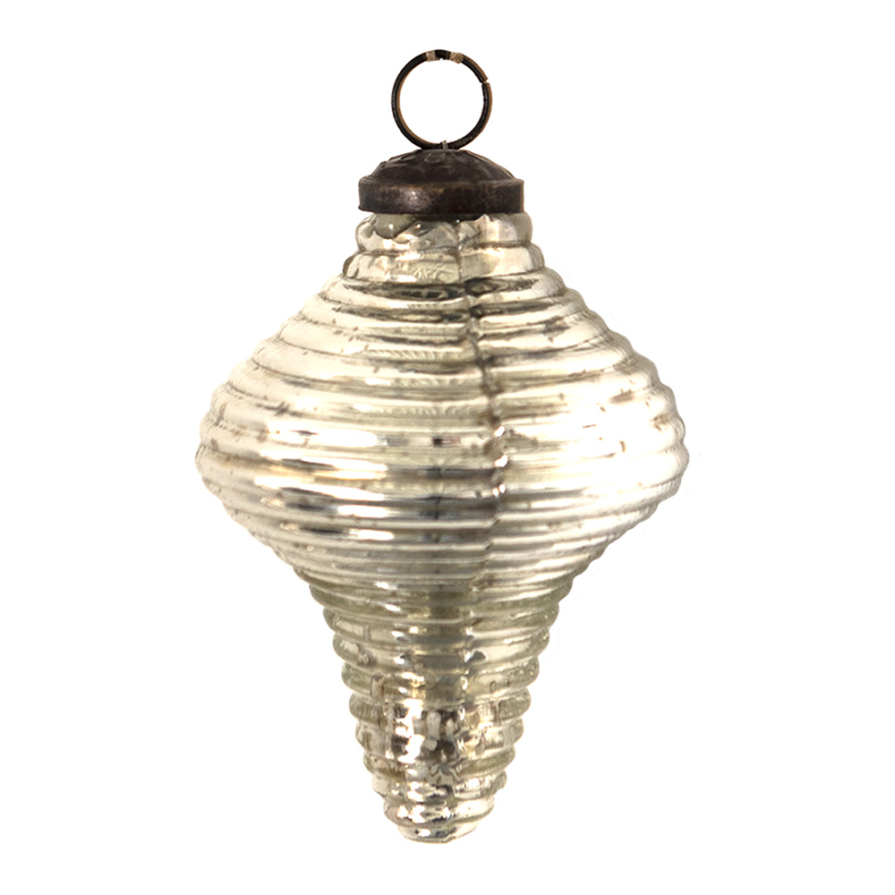 [6GL3671] Christmas Bauble Silver, White Ø 7x9 cm