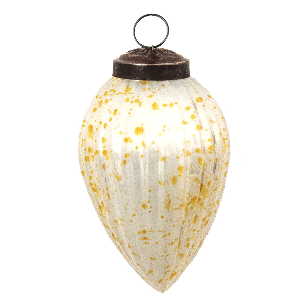 [6GL3673] Christmas Bauble White, Yellow Ø 5x8 cm