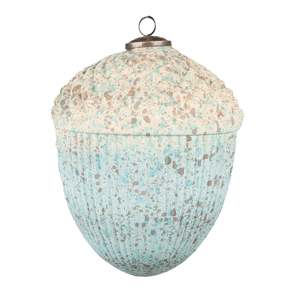 [6GL3715] Boule de Noël XL Secousse Marron, Turquoise Ø 15x20 cm
