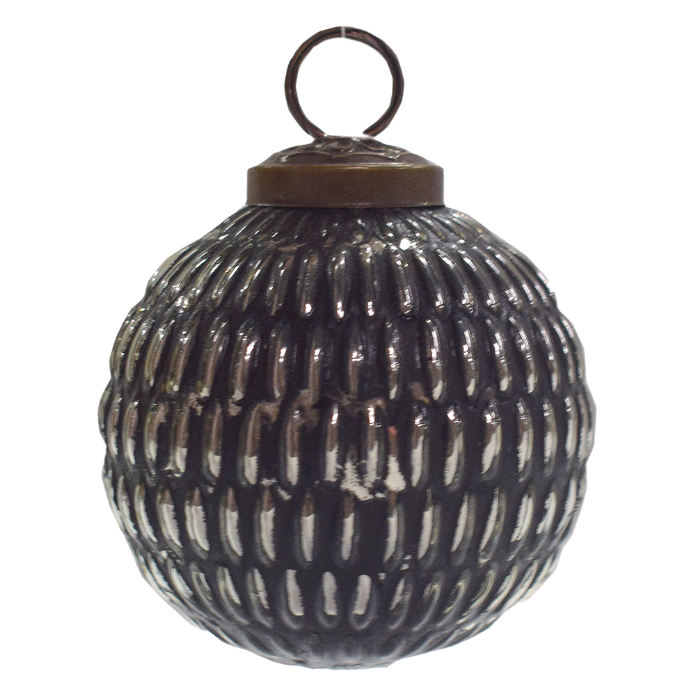 [6GL3758] Weihnachtskugel Schwarz, Silberfarbig Ø 7x7 cm
