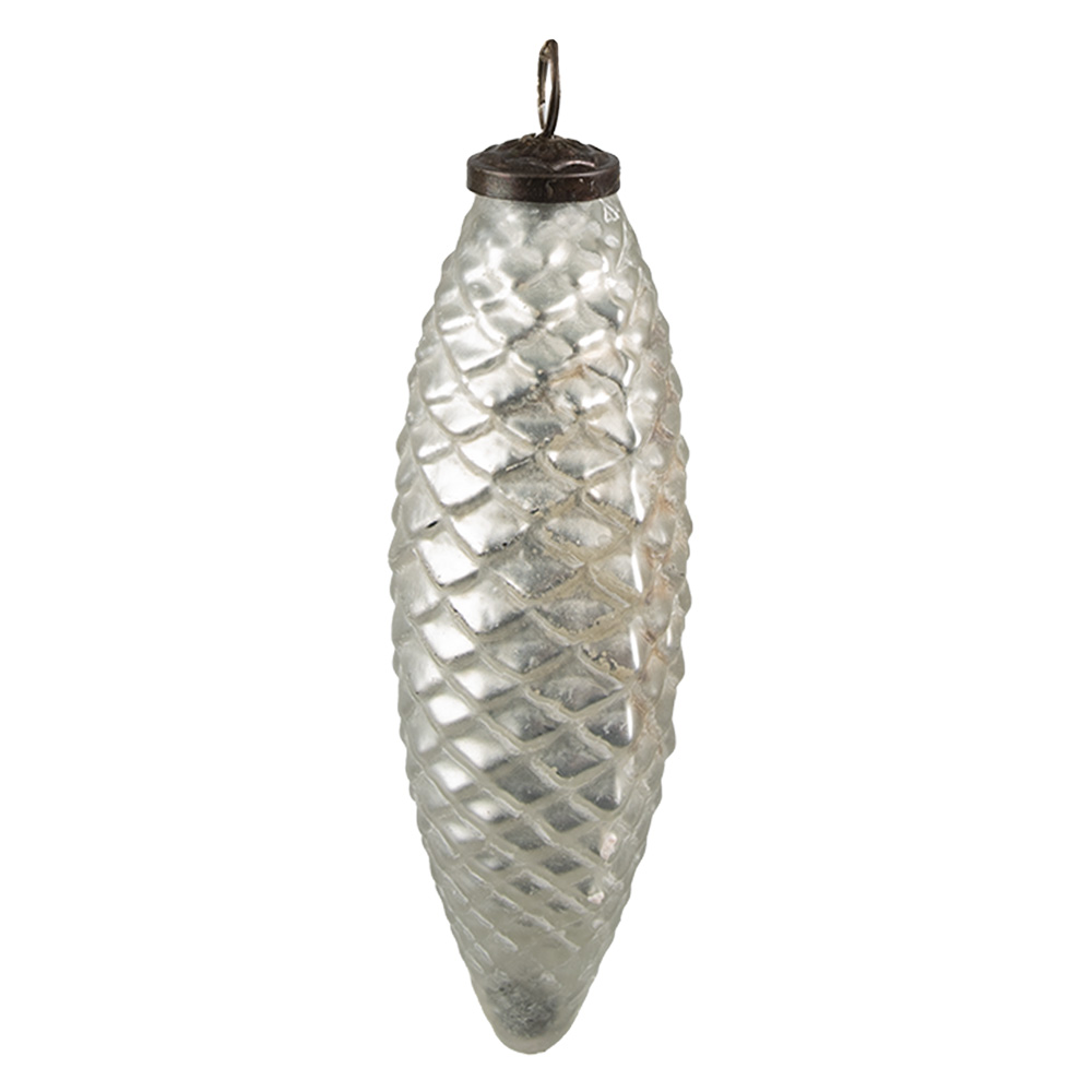 [6GL3900] Weihnachtskugel Silberfarbig Ø 6x17 cm
