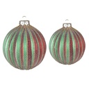Palla di natale Rosso Verde Ø 10x10 / Ø 8x8 cm (set 2)