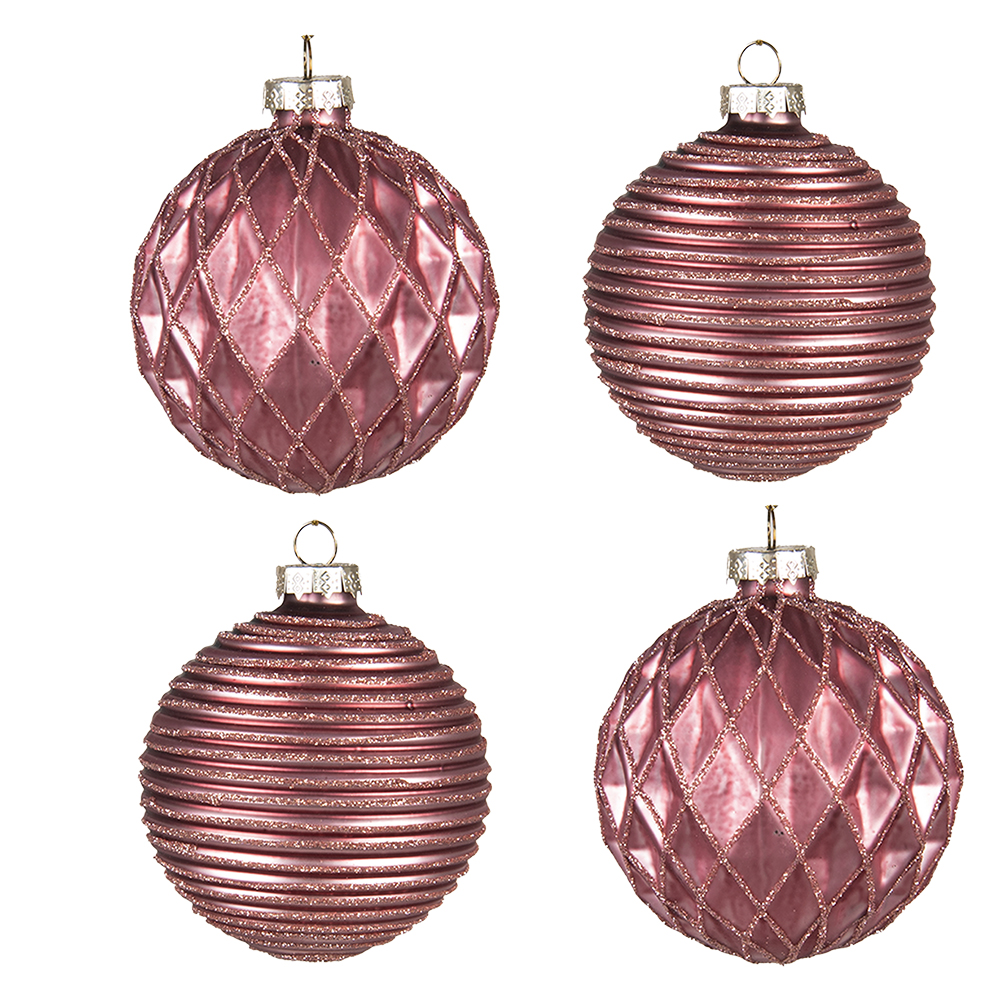 [6GL4143] Christbaumkugel Rot Ø 8x8 cm (set 4)
