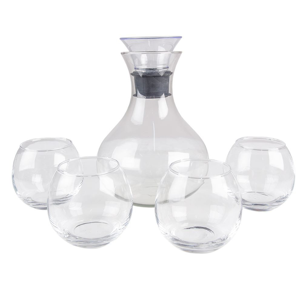 [6GL4186] Karaf set 5 dlg Ø 15x22 cm / Ø 9x9 cm (4x) 1740 ml / 375 ml