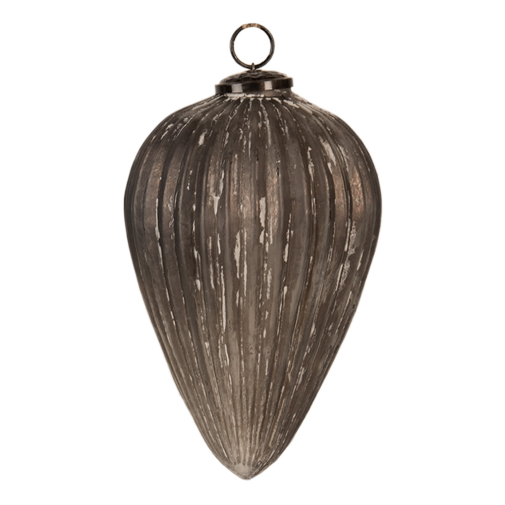 [6GL4368M] Christmas Bauble Grey Ø 14x19 cm