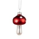 Boule de Noël champignon Rouge Blanc Ø 4x7 cm