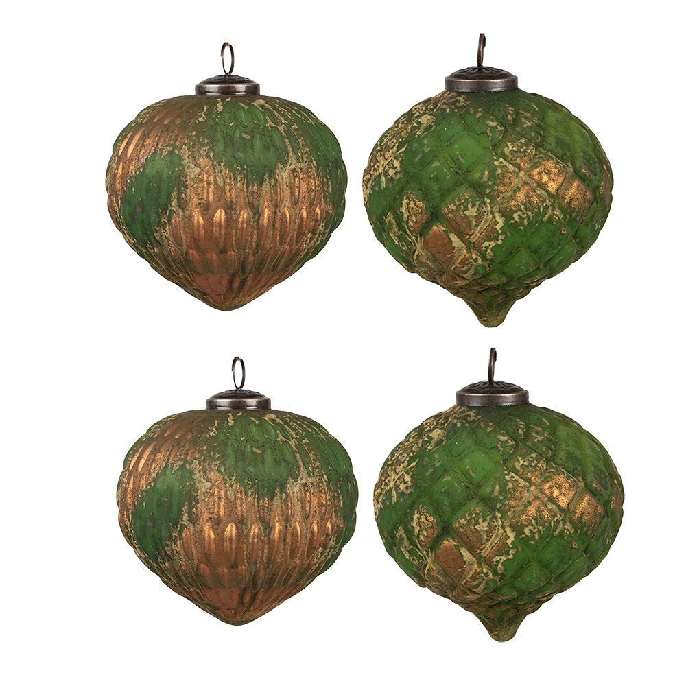 [6GL4509] Set di palline di Natale da 4 Marrone 27x26x13 cm / Ø 15x15 cm