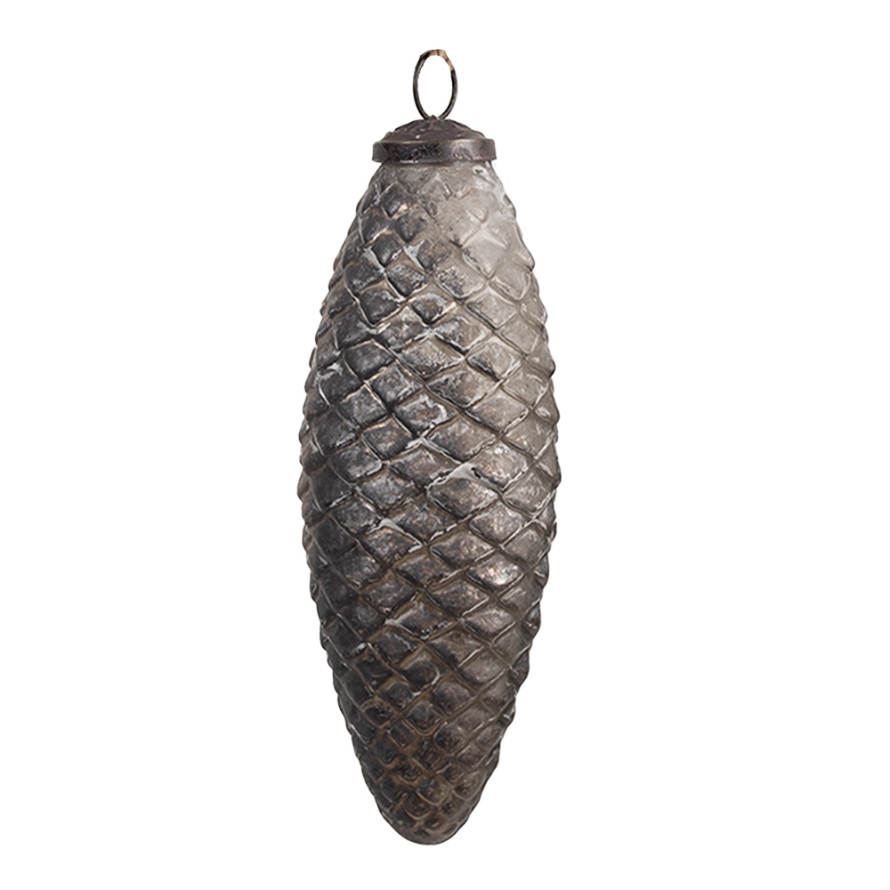 [6GL4537M] Christmas Bauble Silver colored Ø 6x16 cm