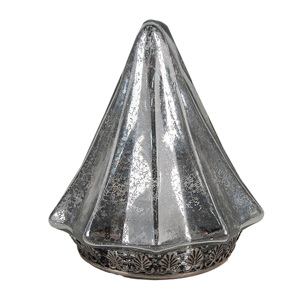 [6GL4570ZI] Décoration de Noël Sapin de Noël avec LED Couleur argent Ø 14x16 cm / 2xAAA