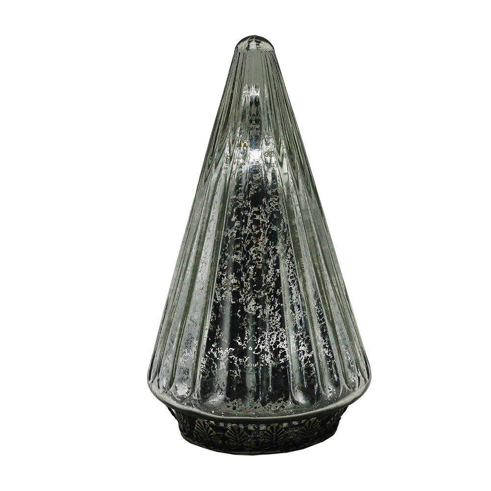 [6GL4571ZI] Image de décoration de Noël Sapin de Noël avec LED Couleur argent Ø 11x19 cm